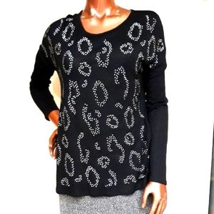 NWOT Apt 9 Black Blousecwith Bling Silver Studs